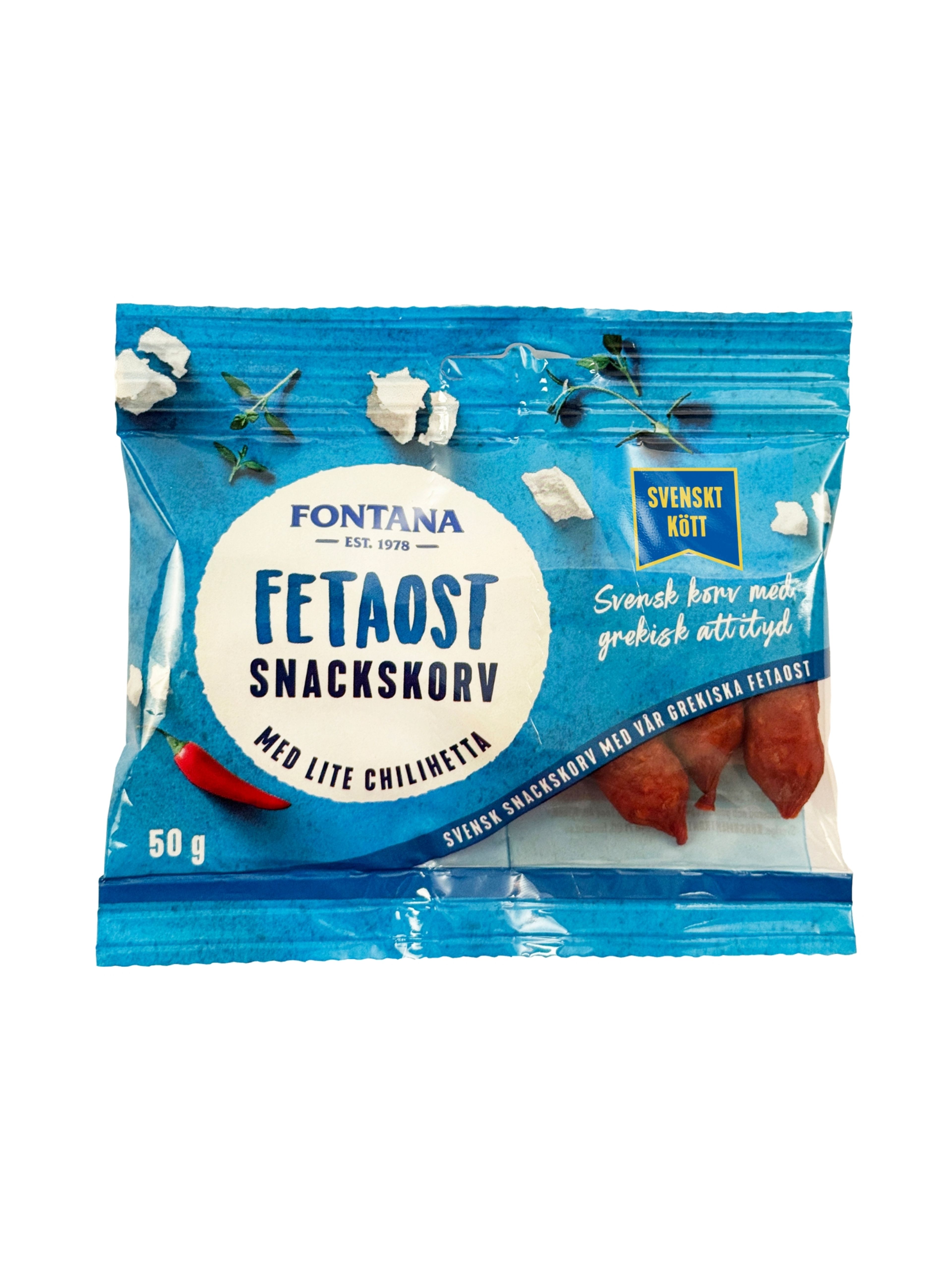 Produktbild som visar Snackskorv Feta från Fontana