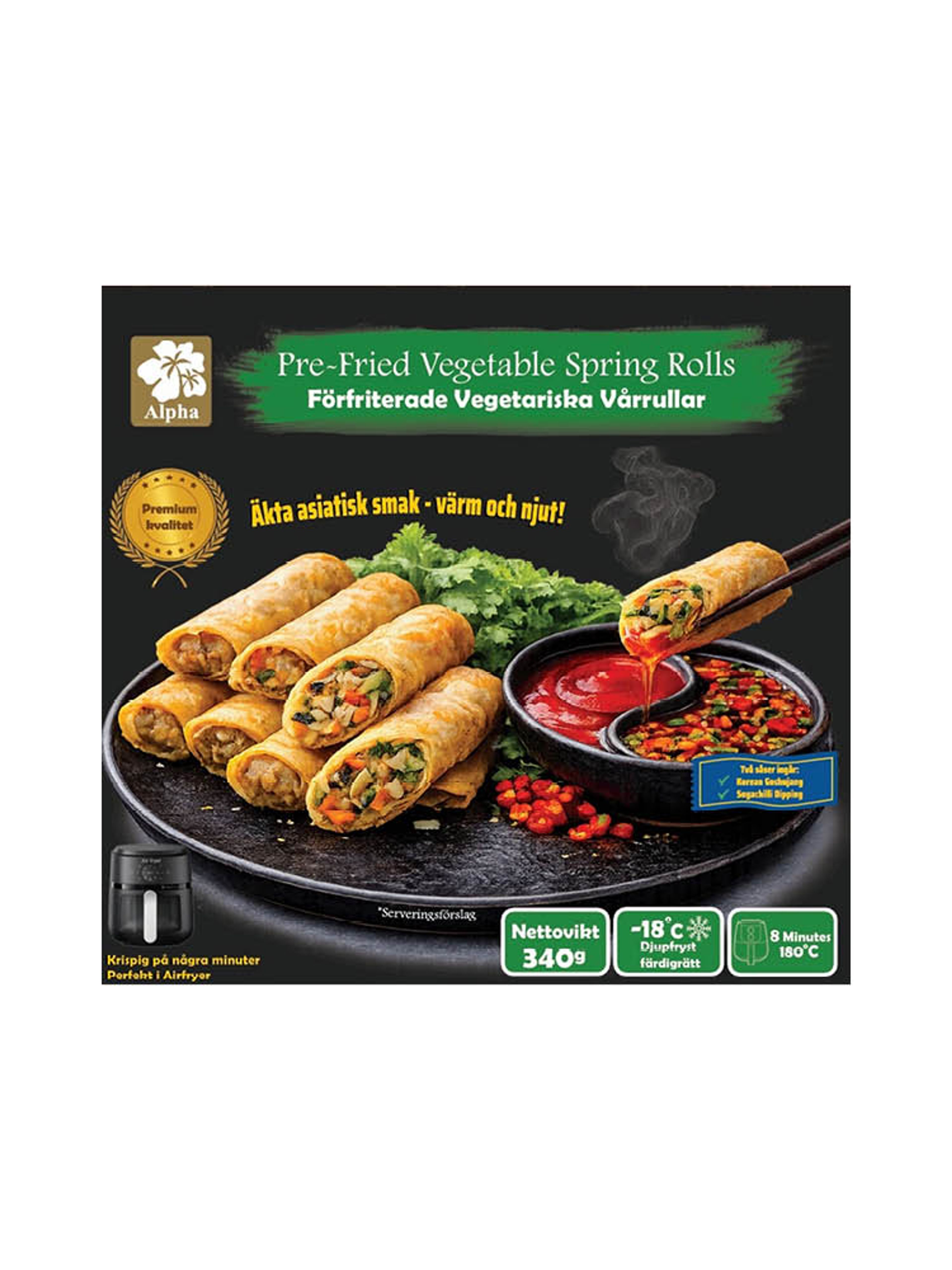 Produktbild som visar Vegetariska Vårrullar från Alpha