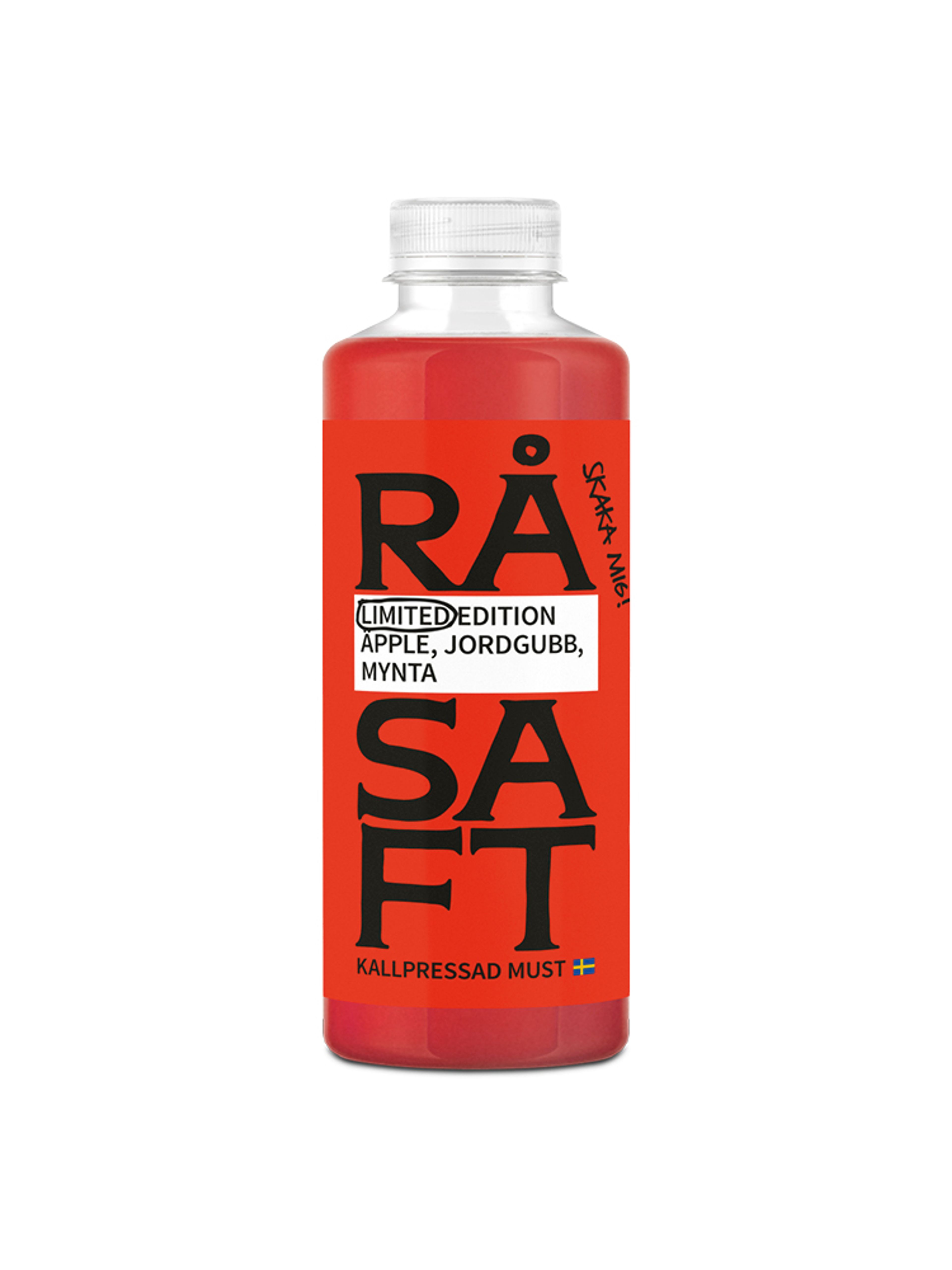 Produktbild som visar Limited Edition Äpple Jordgubb Mynta från Råsaft