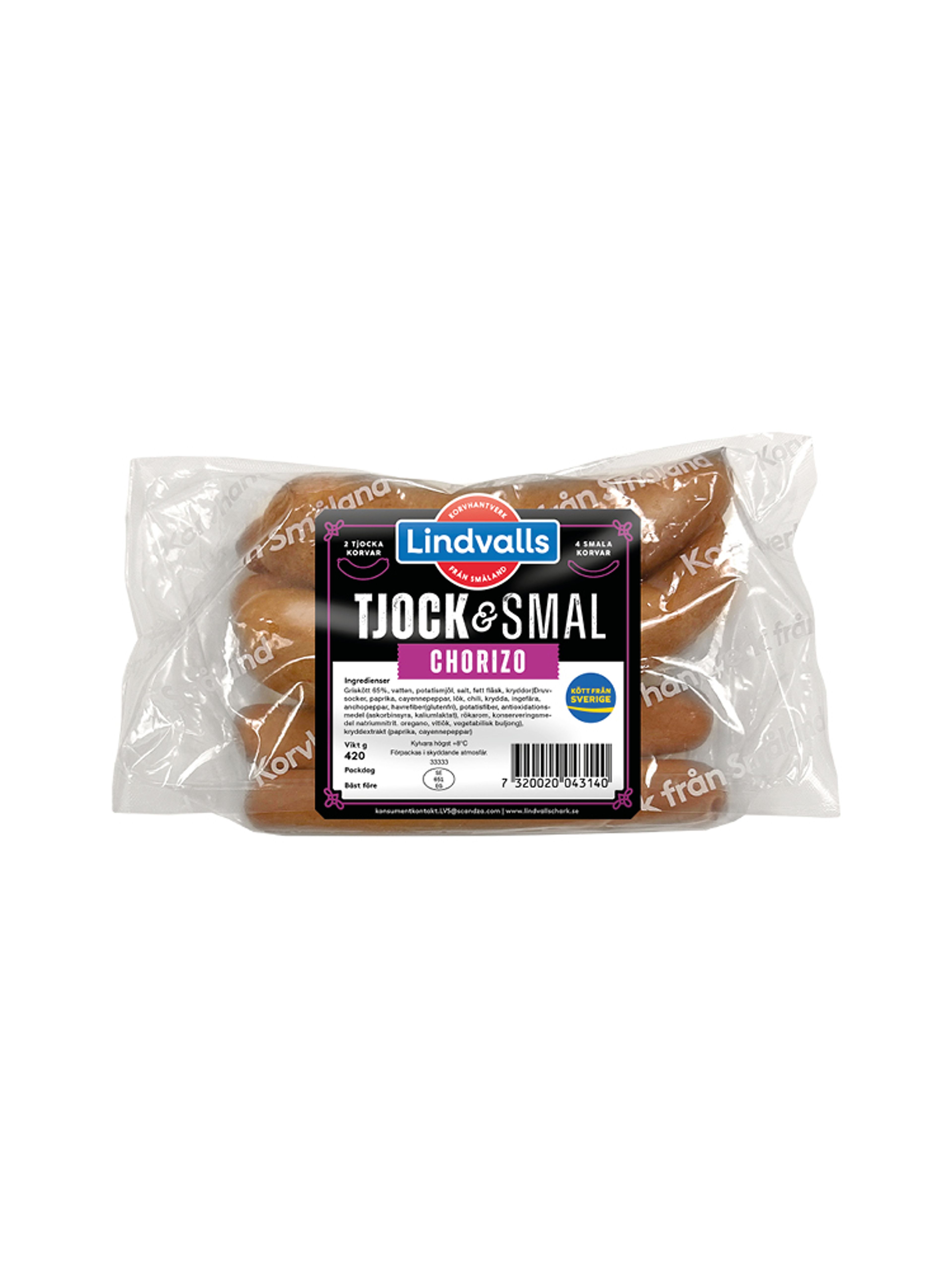 Produktbild som visar Tjock & Smal Chorizo från Lindvalls