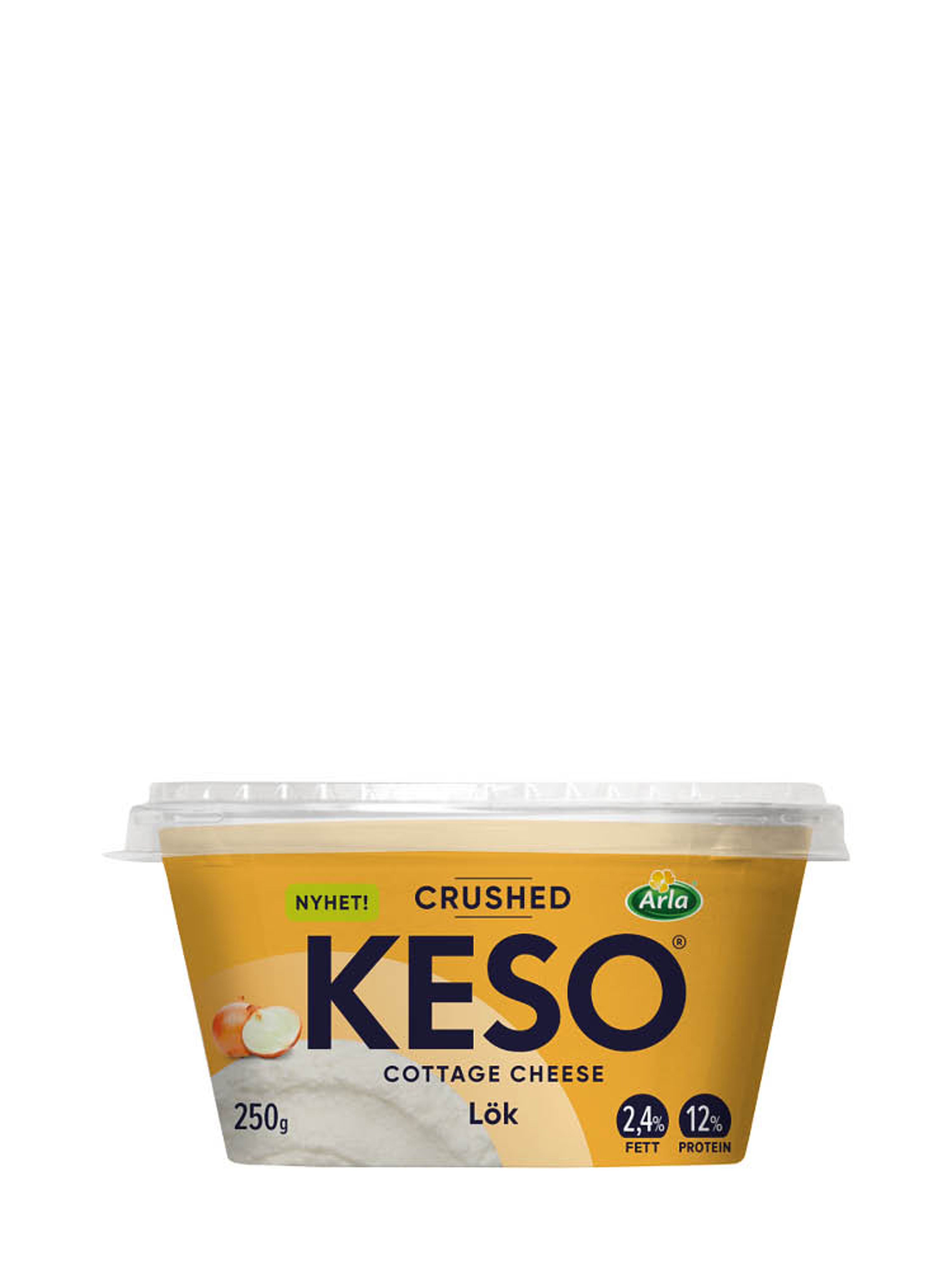 Produktbild som visar Keso Cottage Cheese Crushed Lök 2,4% från KESO