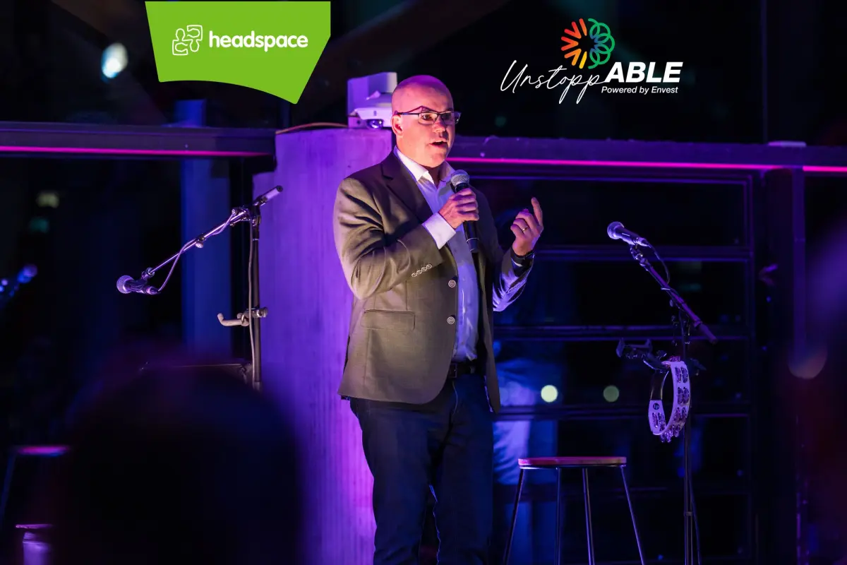 man talking into microphone