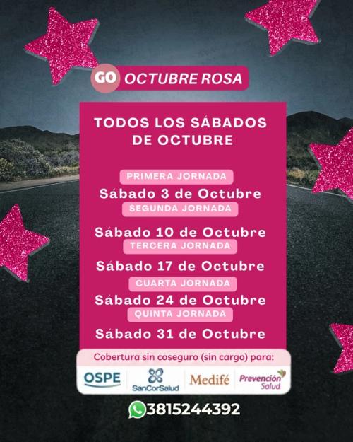 OCTUBRE ROSA - PREVENGO - PREVENCION - JORNADA DE CHEQUEOS.