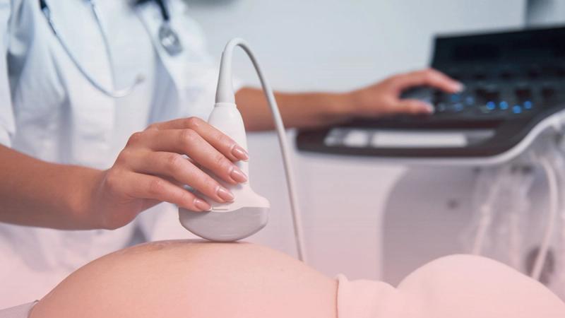 Profesional médico realizando una ecografía morfológica a una paciente embarazada. Nuestro centro es especialista en ecografías fetales y ecografía 5D.