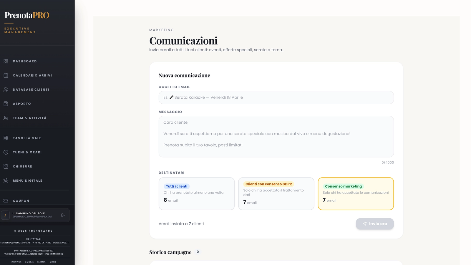 Comunicazione prenotapro
