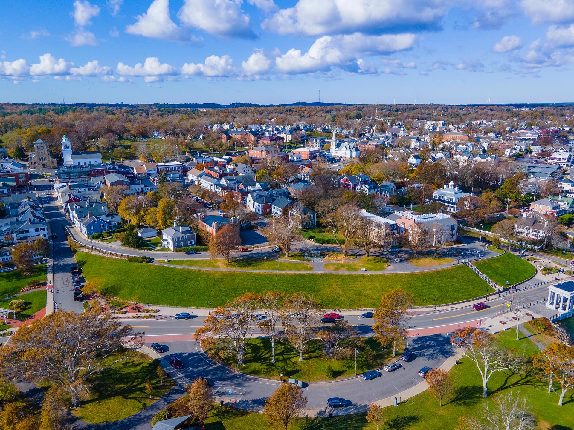 Aerial view of Plymouth, Massachusetts — Contrast Landscape services Plymouth, Barnstable, and Bristol County