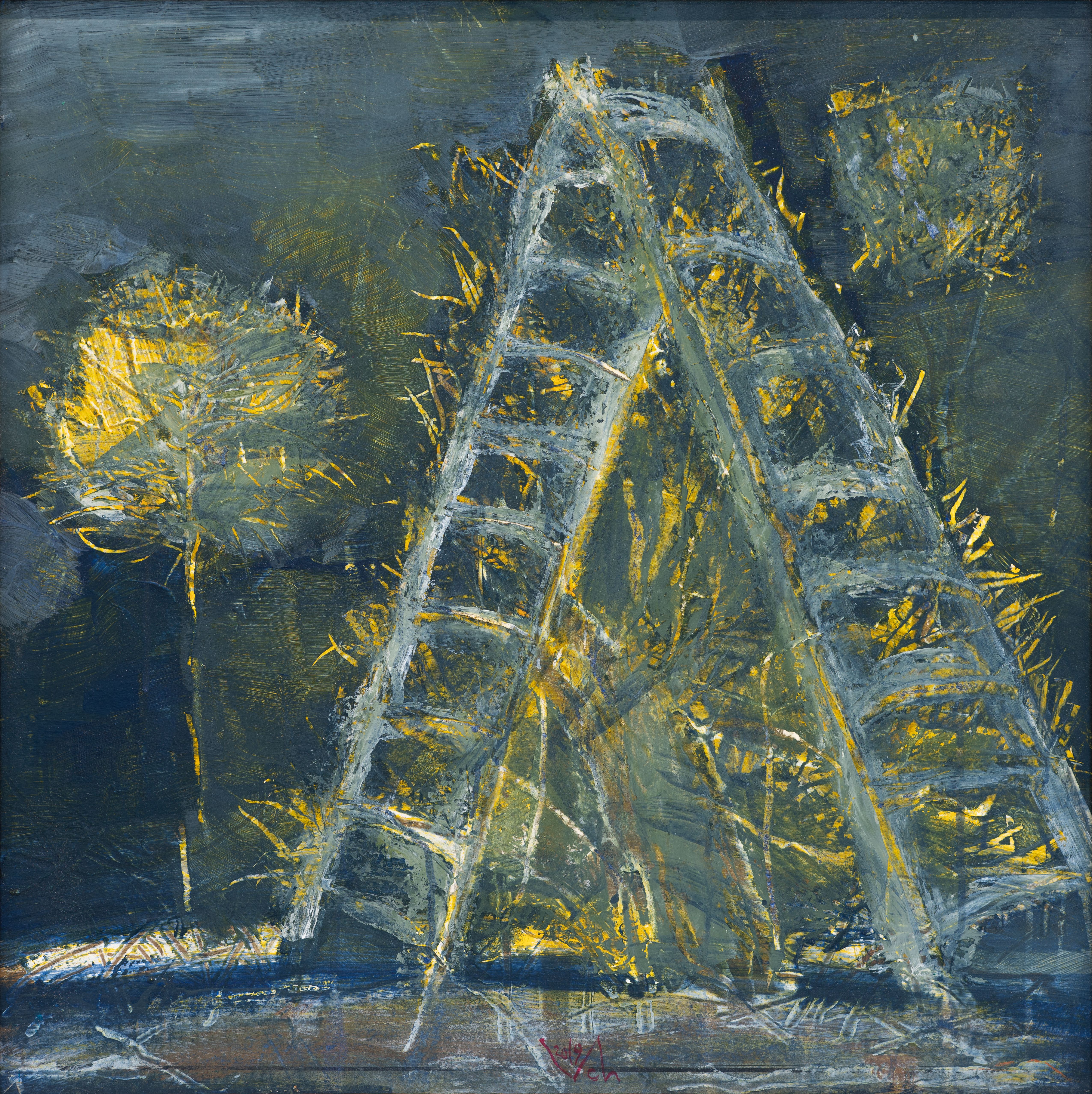 “Hut”, 2019, Acrylic by Viktor Chumachenko