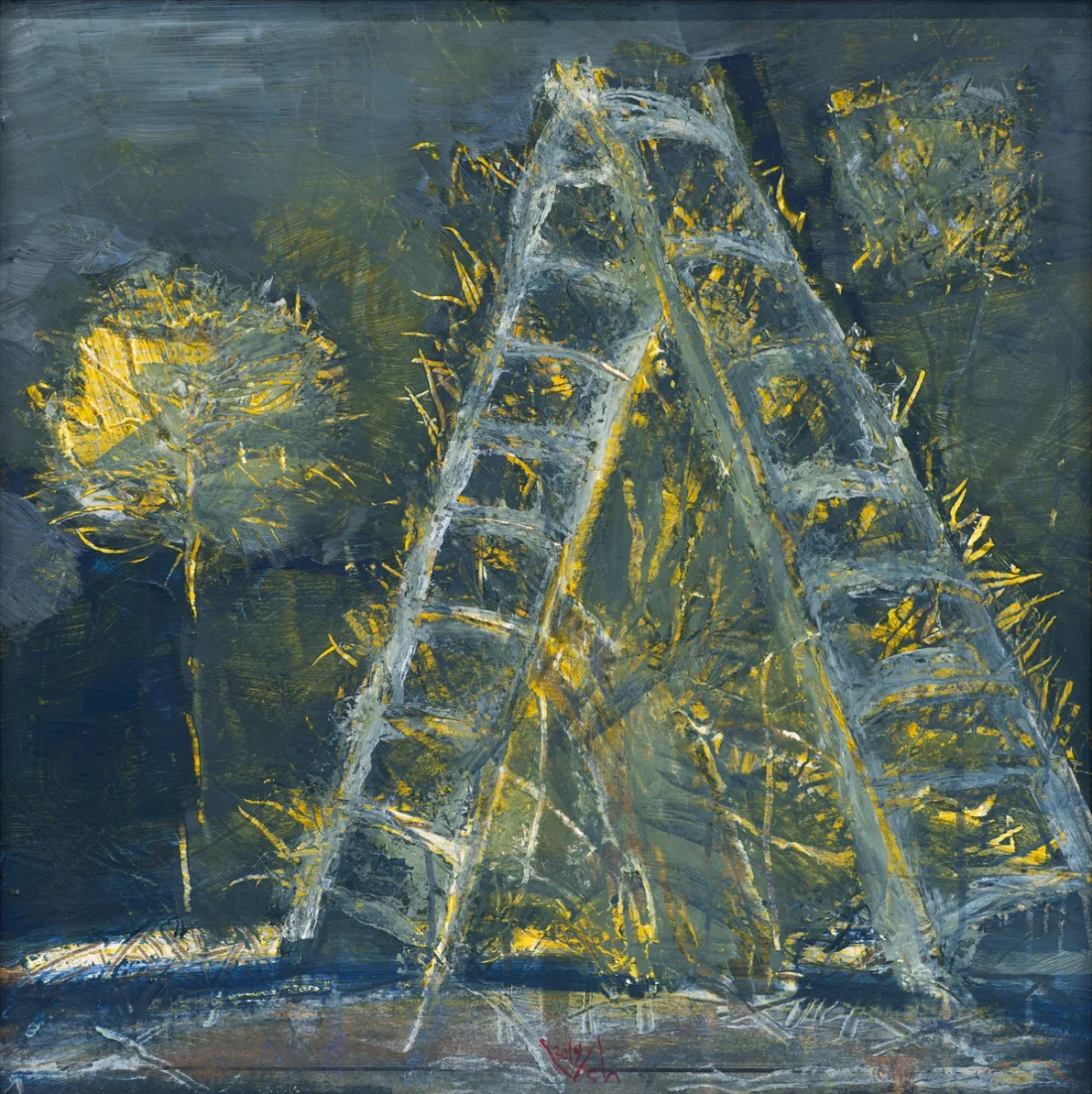 “Hut”, 2019, Acrylic by Viktor Chumachenko