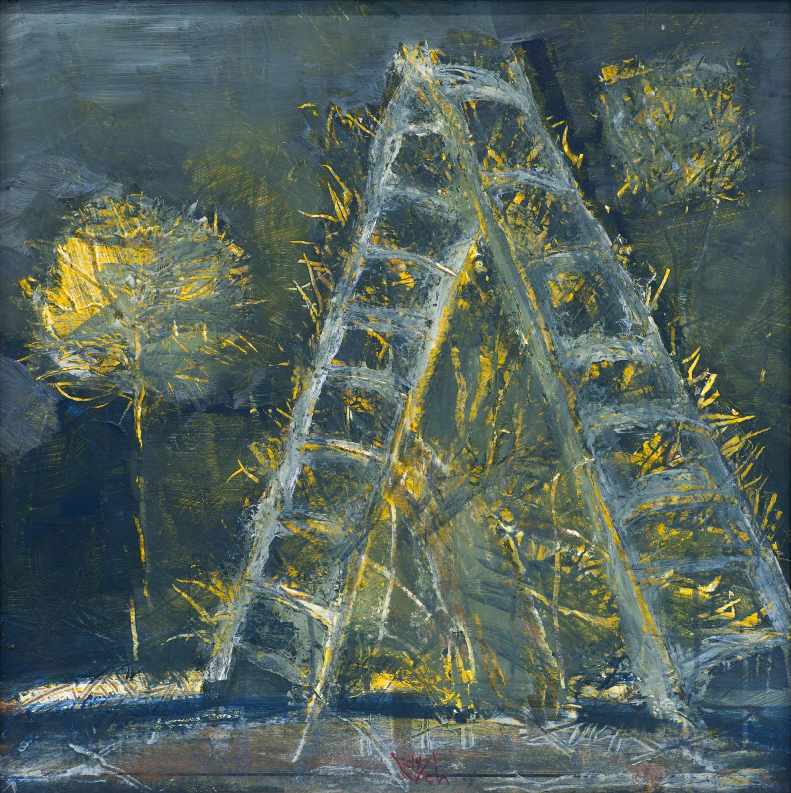 “Hut”, 2019, Acrylic by Viktor Chumachenko