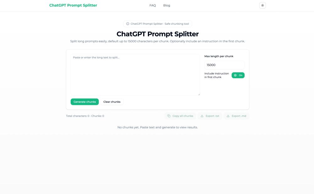 image of ChatGPT Prompt Splitter