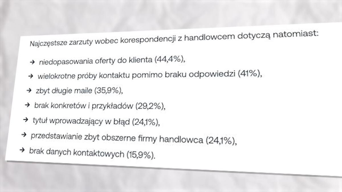 Badanie IRSM: Najczęstsze zarzuty wobec kontaktu z handlowcem, które mają wpływ na zmniejszanie i zwiększanie sprzedaży