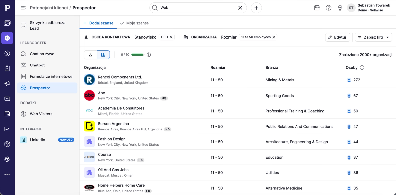 Pipedrive CRM od środka - moduł prospectingu
