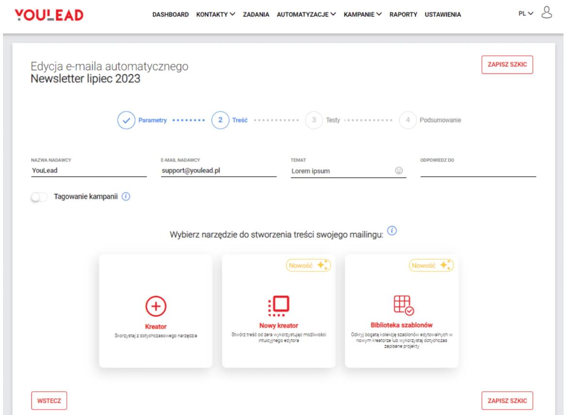 edycja e-maila za pośrednictwem systemu marketing automation YouLead