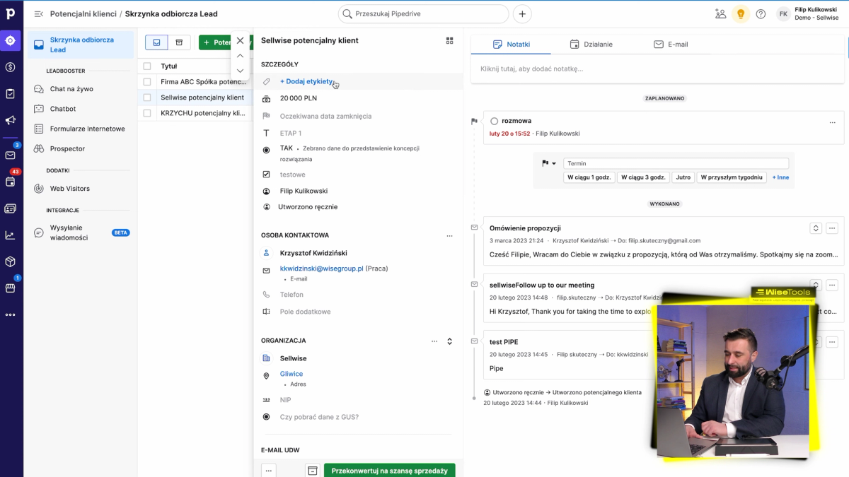 Program CRM Pipedrive to wiele opcji do szczegółowego zarządzania relacjami z klientami w Twojej firmie