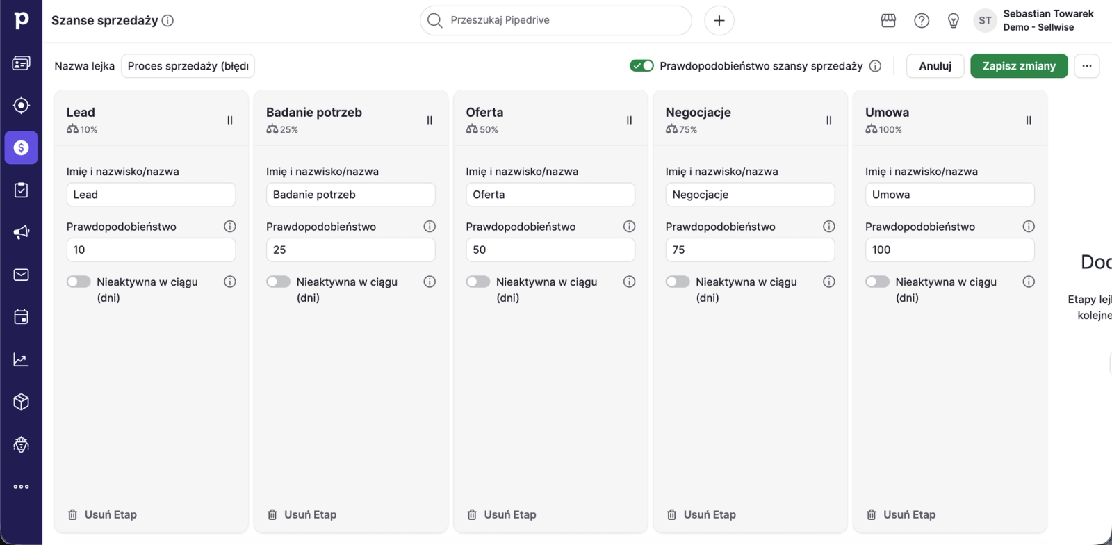 Pipedrive CRM od środka - konfigurowalny lejek sprzedaży