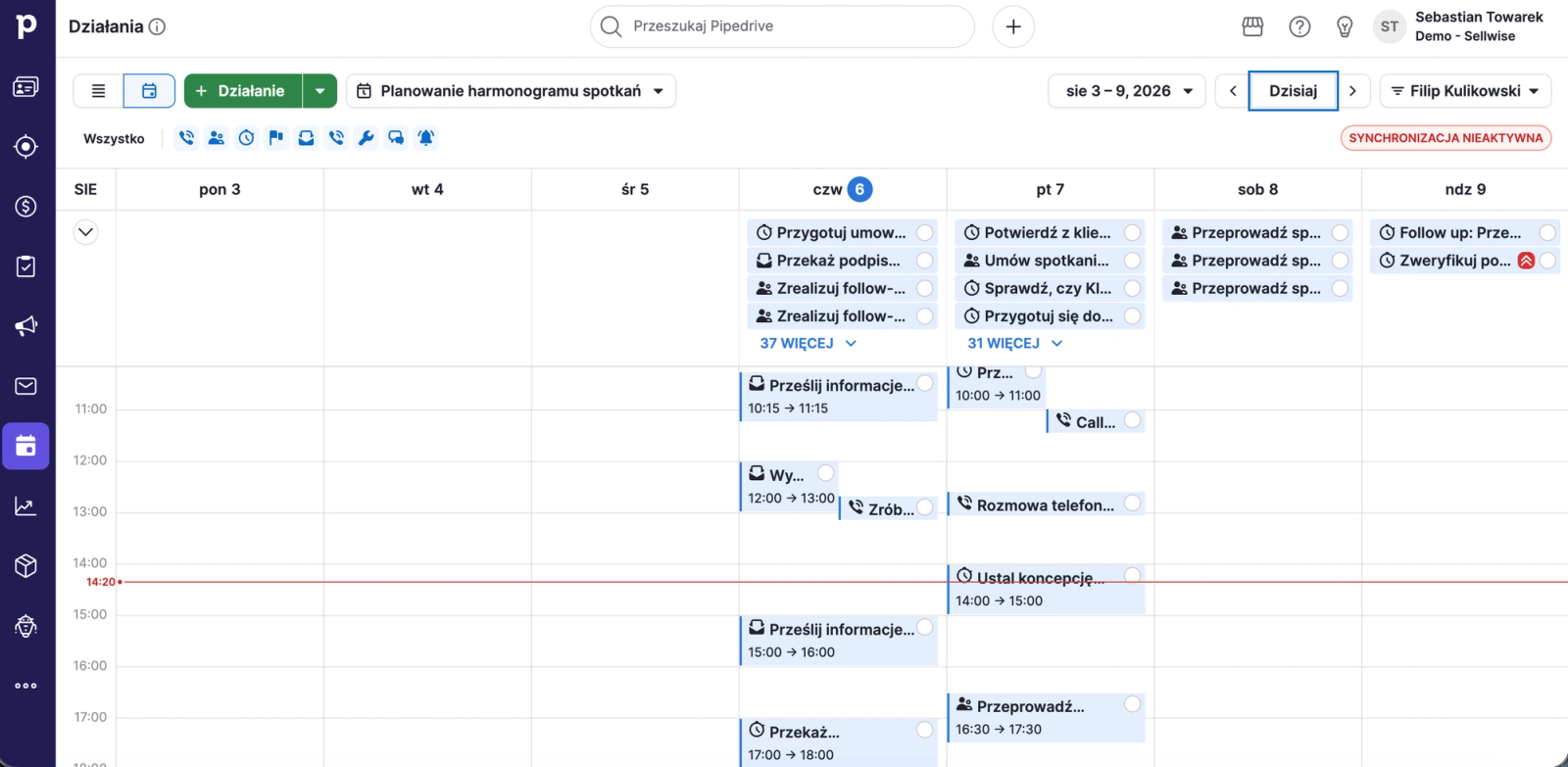 Pipedrive CRM od środka - kalendarz i zadania