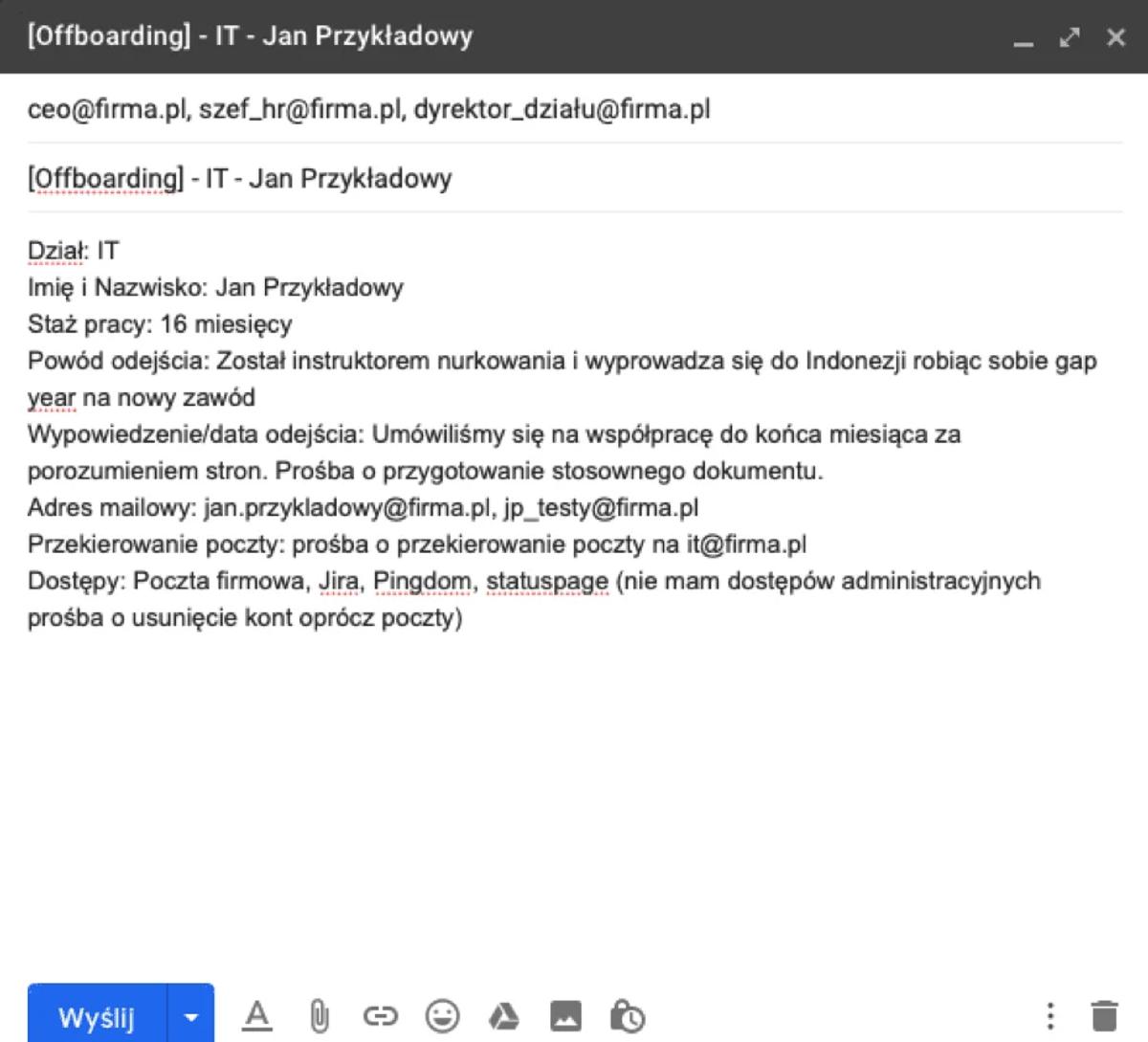 Zakończenie współpracy z pracownikiem