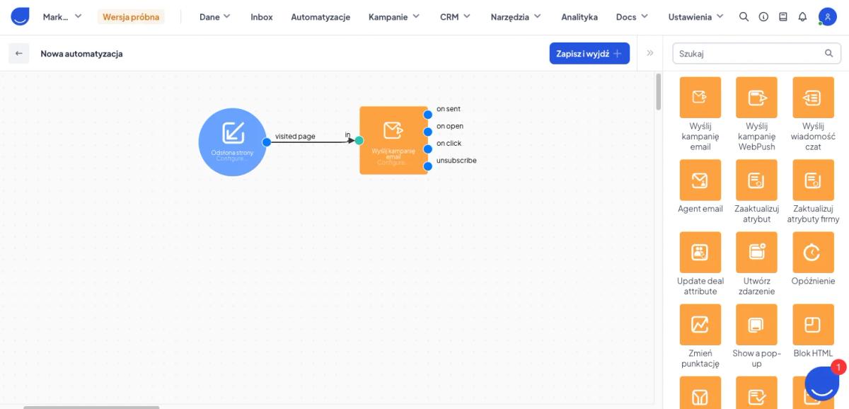 Przykład budowania workflow do wywoływania automatycznych wiadomości