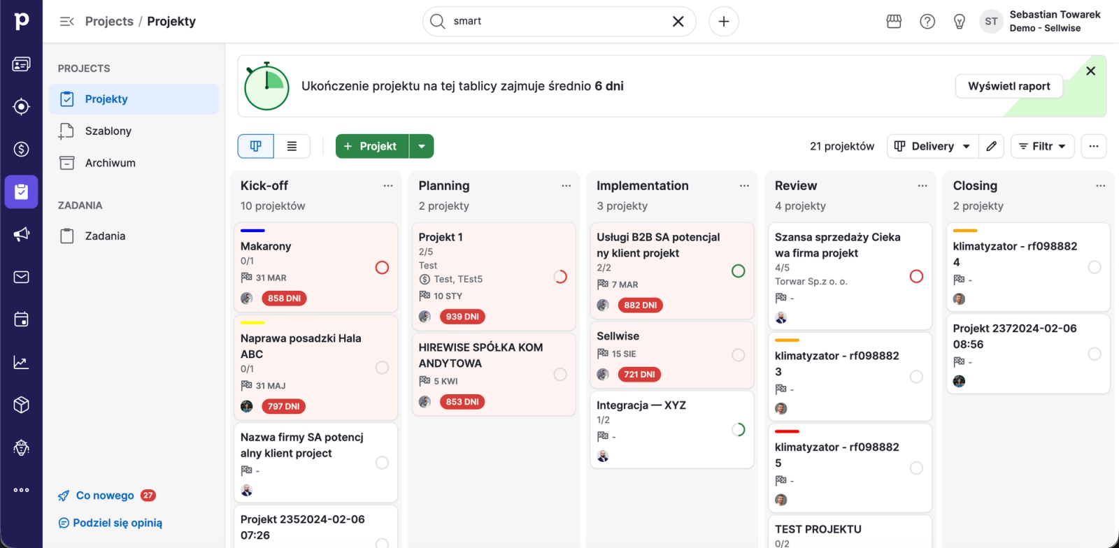 Pipedrive CRM od środka - Projects