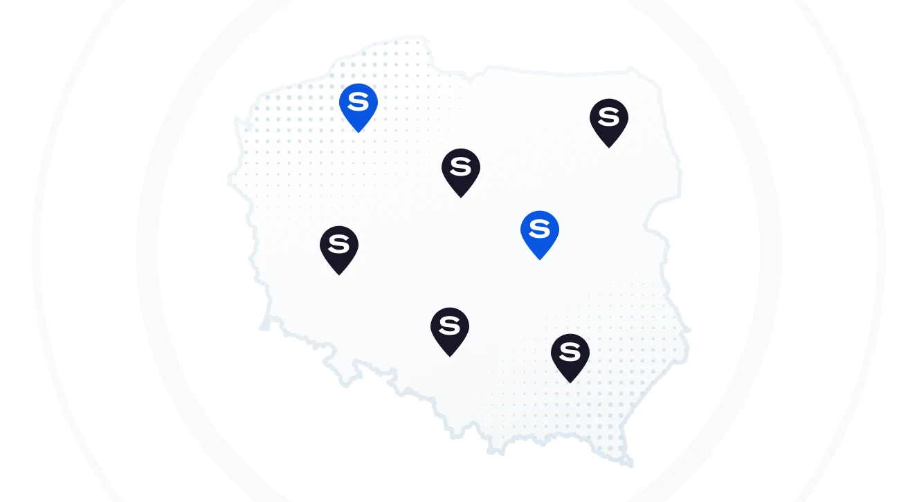 Mapa Polski z lokalizacjami konsultantów SellWise