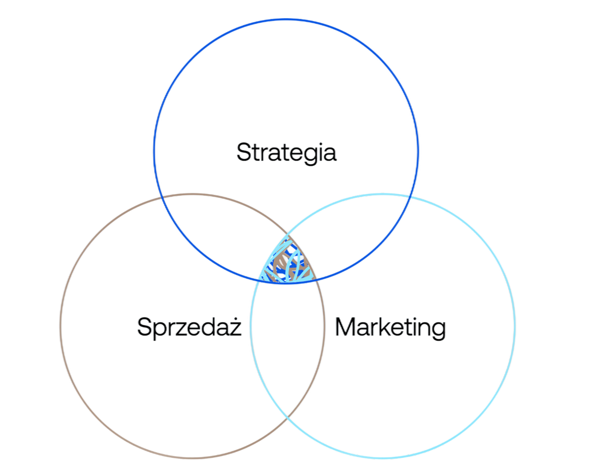 Diagram łączący strategię, sprzedaż i marketing