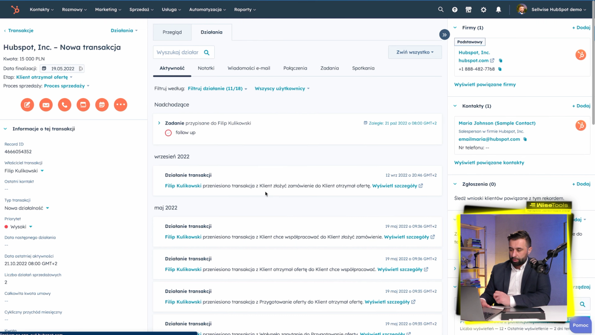 HubSpot CRM czuwa nad tym, by follow-up był uwzględniony a procesy sprzedażowe były efektywne