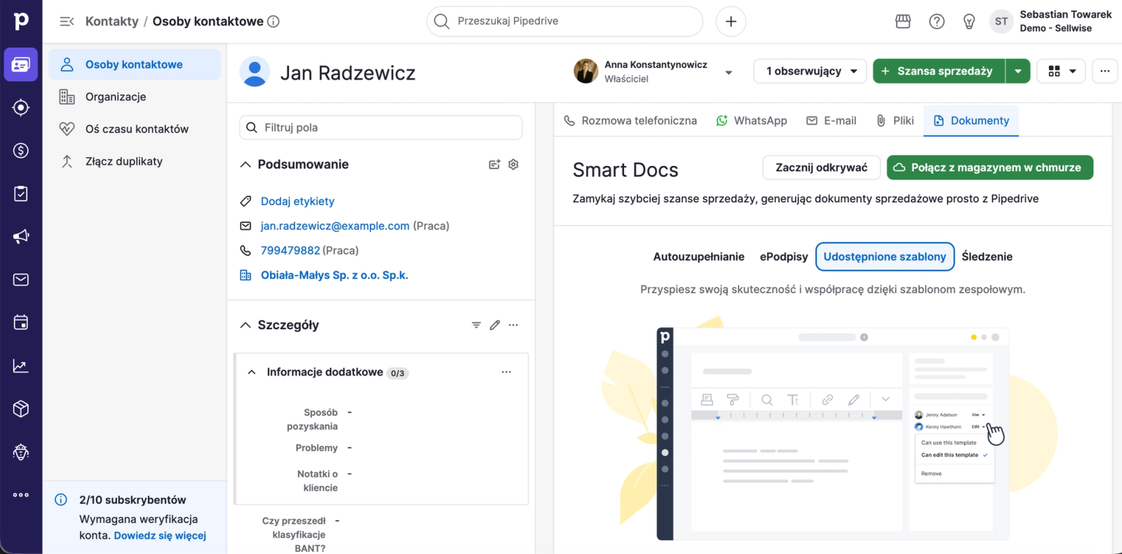 Pipedrive CRM od środka - SmartDocs
