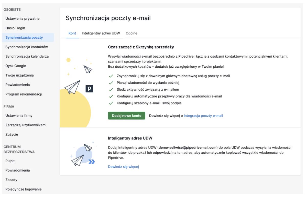 Synchronizacja poczty e-mail w Pipedrive