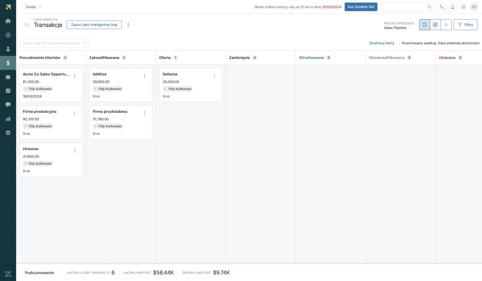 Widok systemu Zendesk