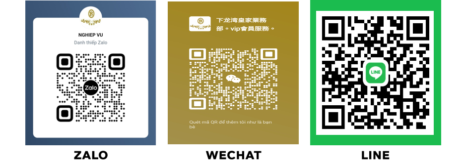클럽 연락용 QR 코드 세 개 — 순서대로 Zalo, WeChat, LINE