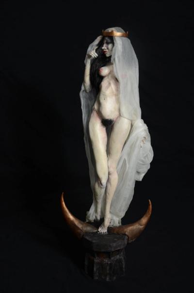 Naked virgin Mary displaying the fruit of her carnal sexuality