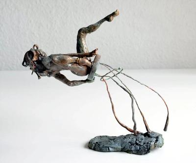 unique fine arts contemporary bronze copper sculpture trust stool women feet ashikoki