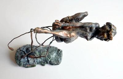 unique fine arts contemporary bronze copper sculpture trust stool women feet ashikoki