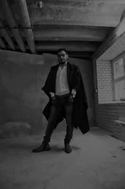 Poncho outfit with Hugo Boss shirt