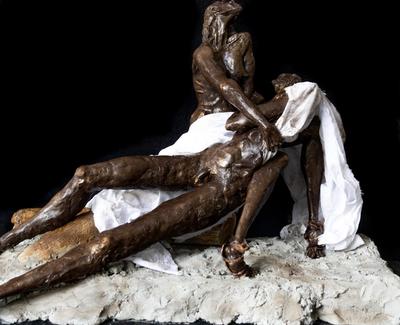 Holy Virgin Mary, mother of God, holding a dead Jesus, Lord and saviour of the world