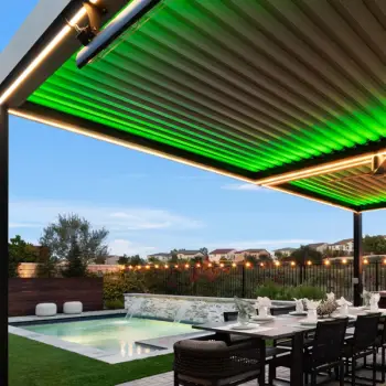 Upward glow on louvered pergolas