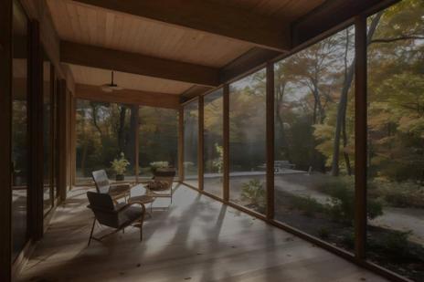 Power retractable screens on a back-yard patio