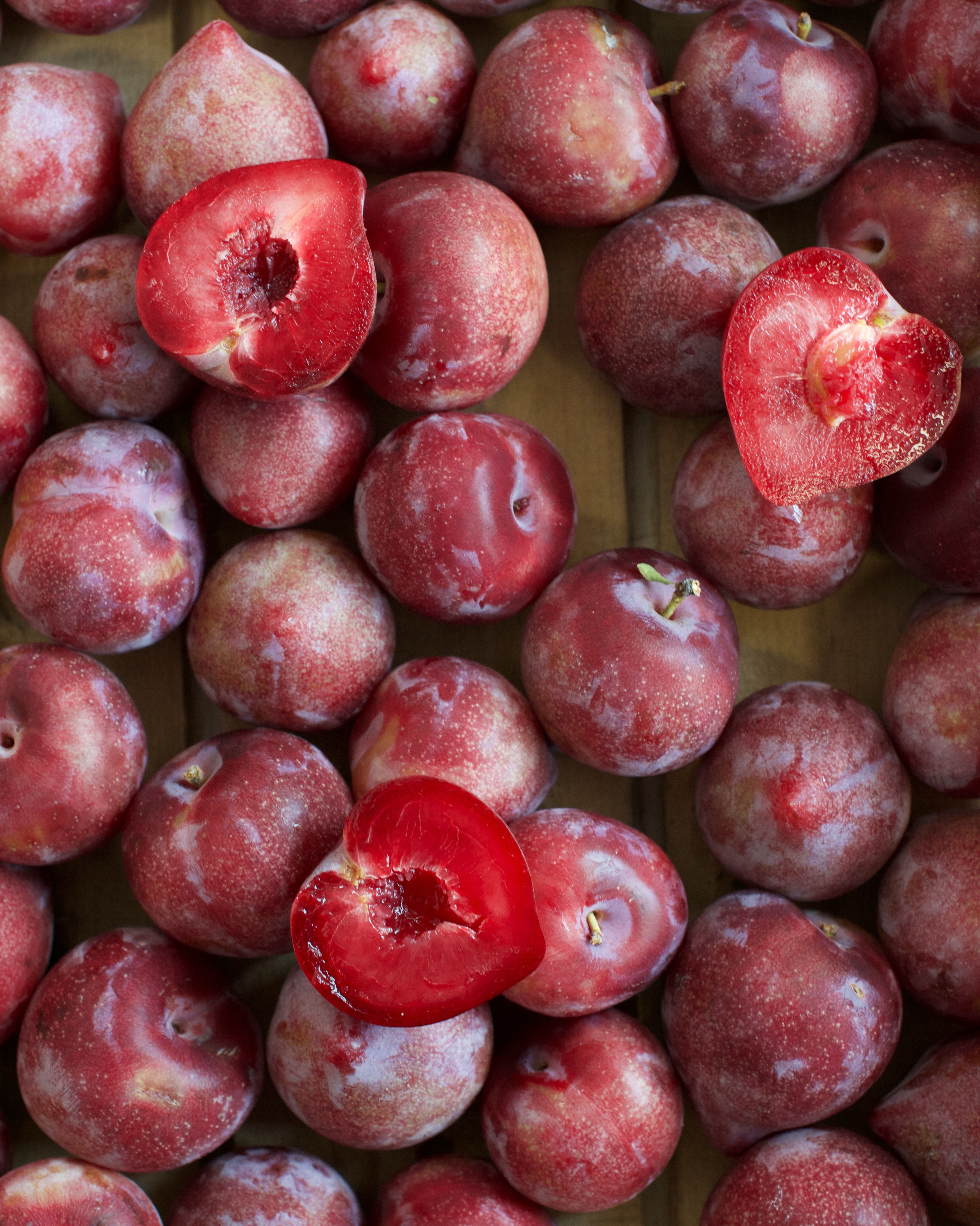 red pluerries in a box