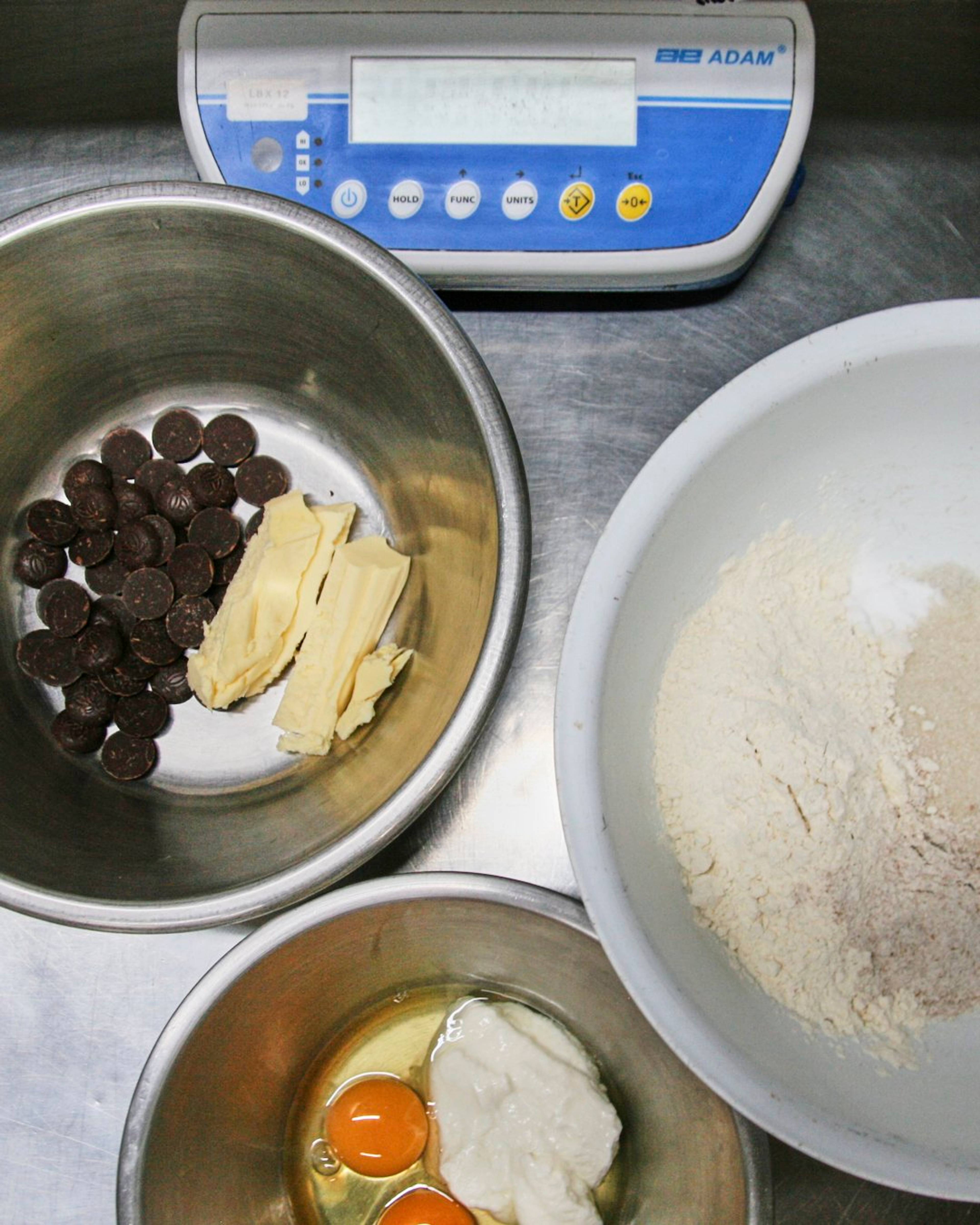 ingredients for chocolate cake laid out
