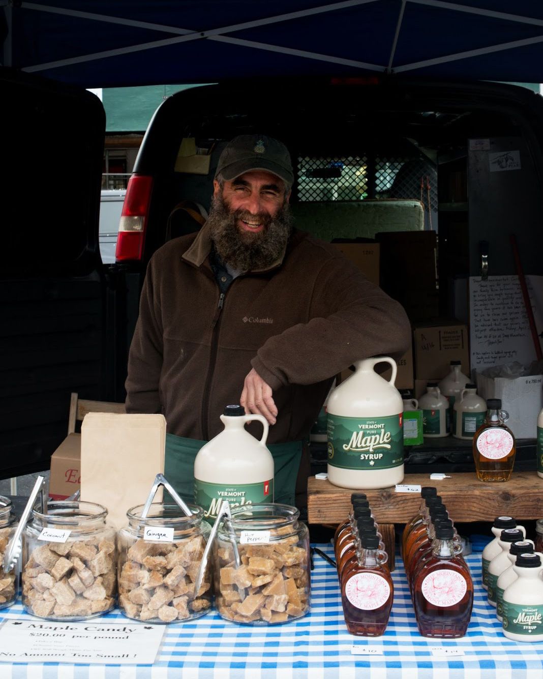howie with his maple syrup stand