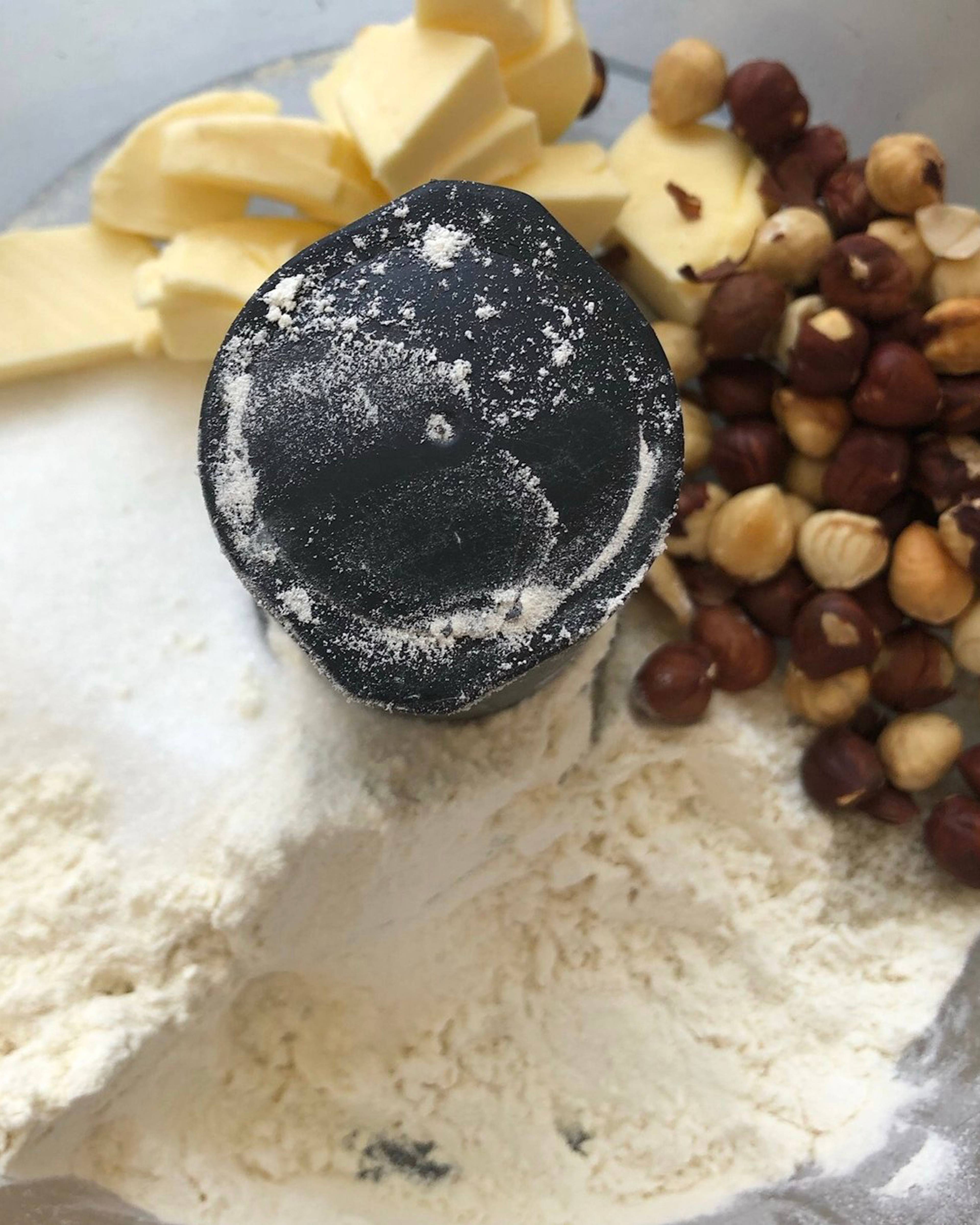 Crumble ingredients in the blender