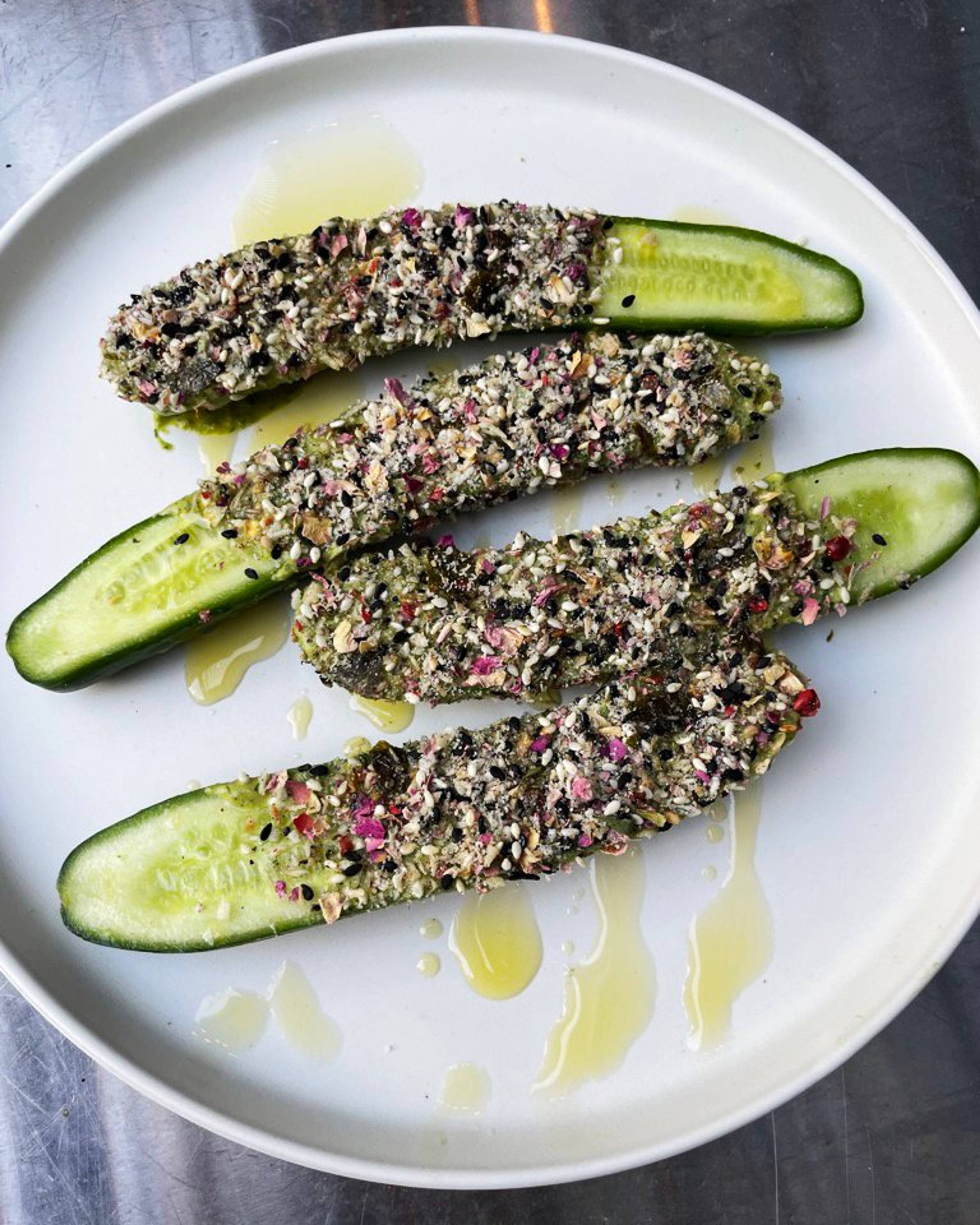 japanese cucumber snack plated dish