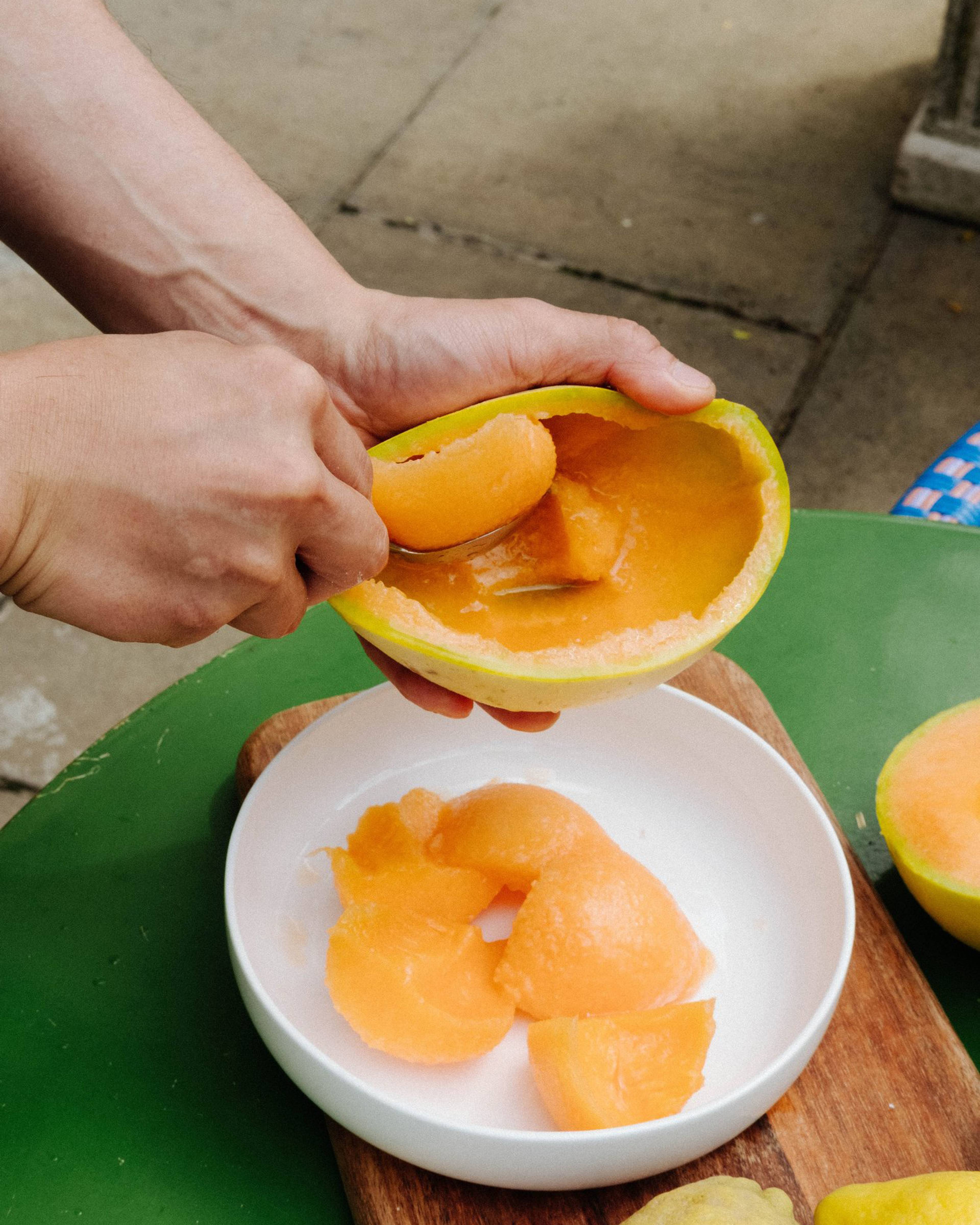 Scooping the honeymoon melon