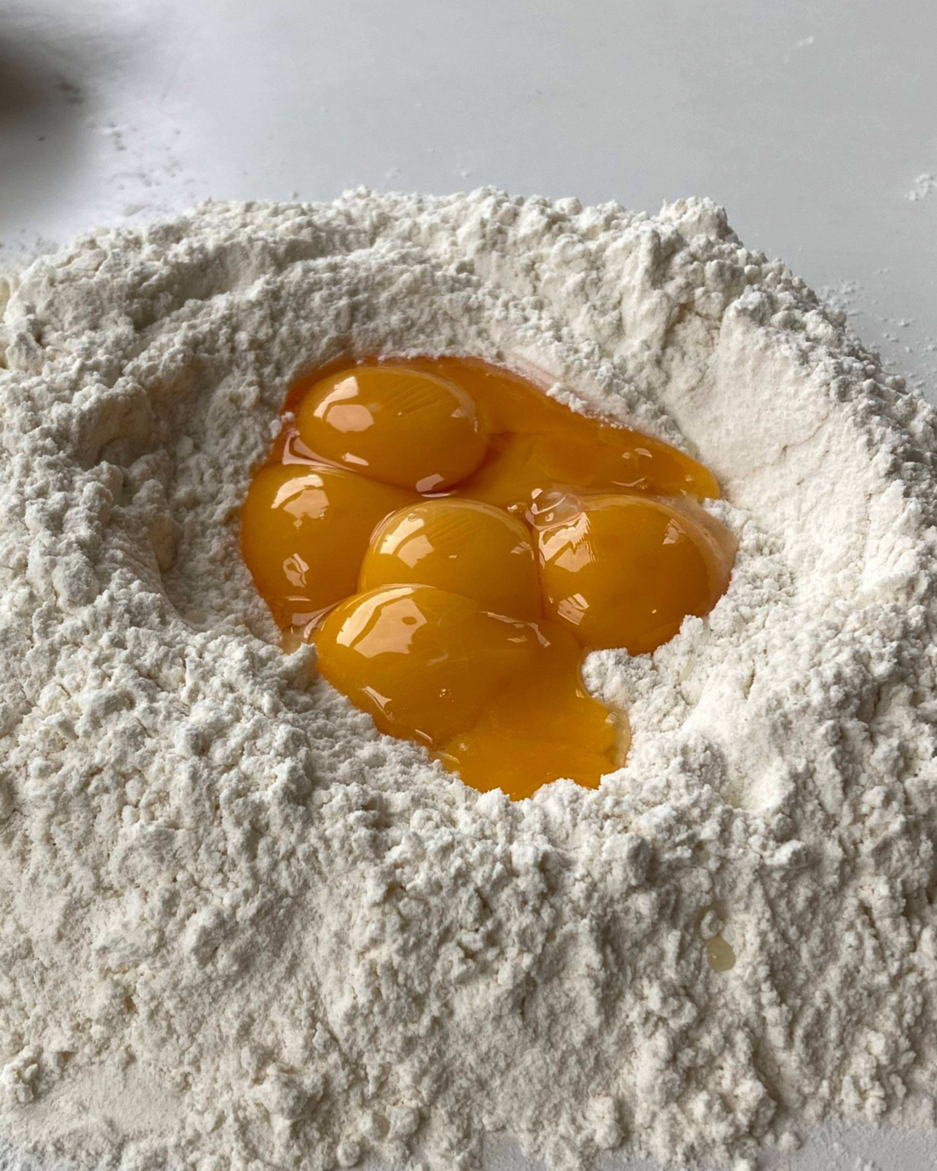 Egg yolks in flour