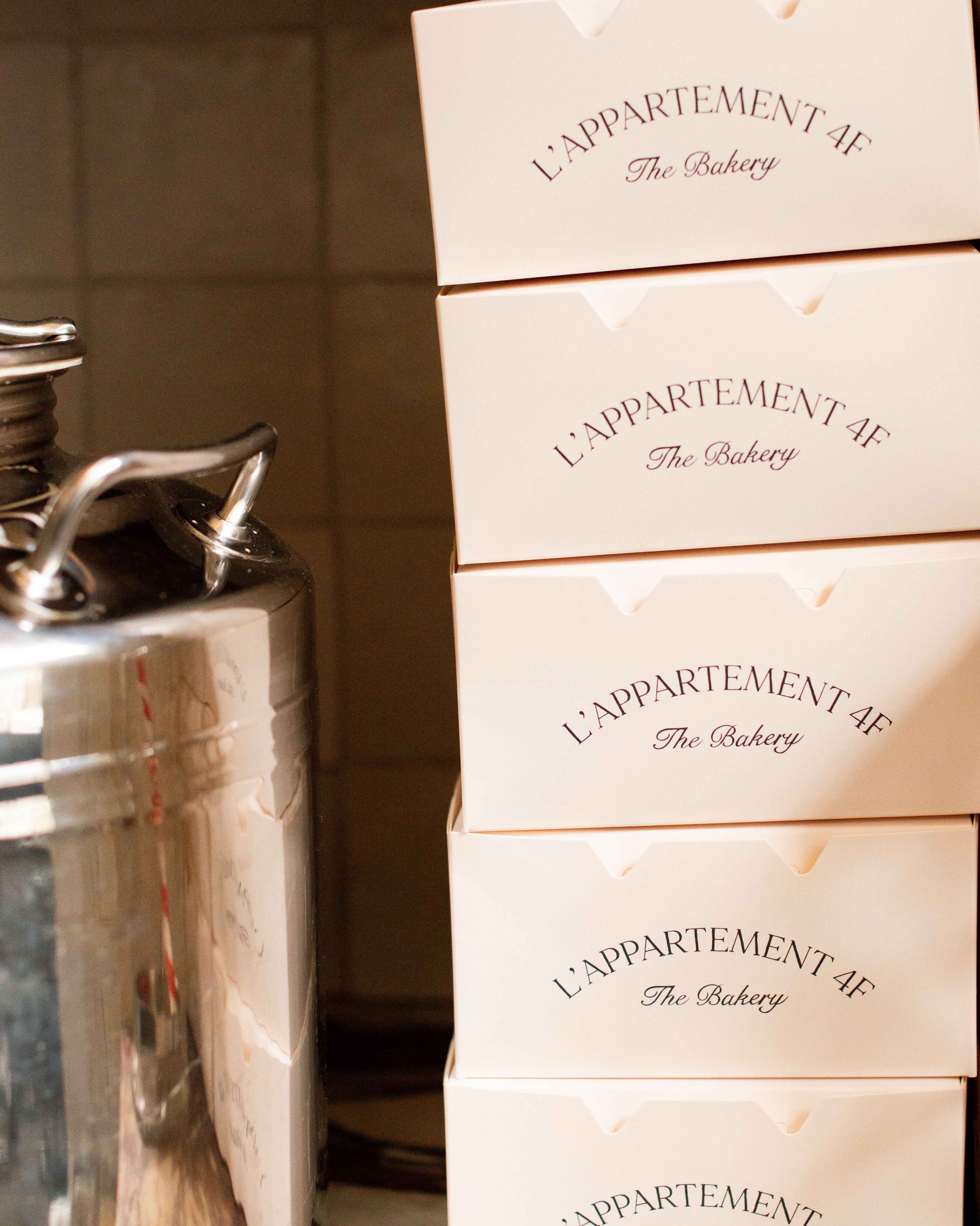 Boxes with L'Appartement 4F logo