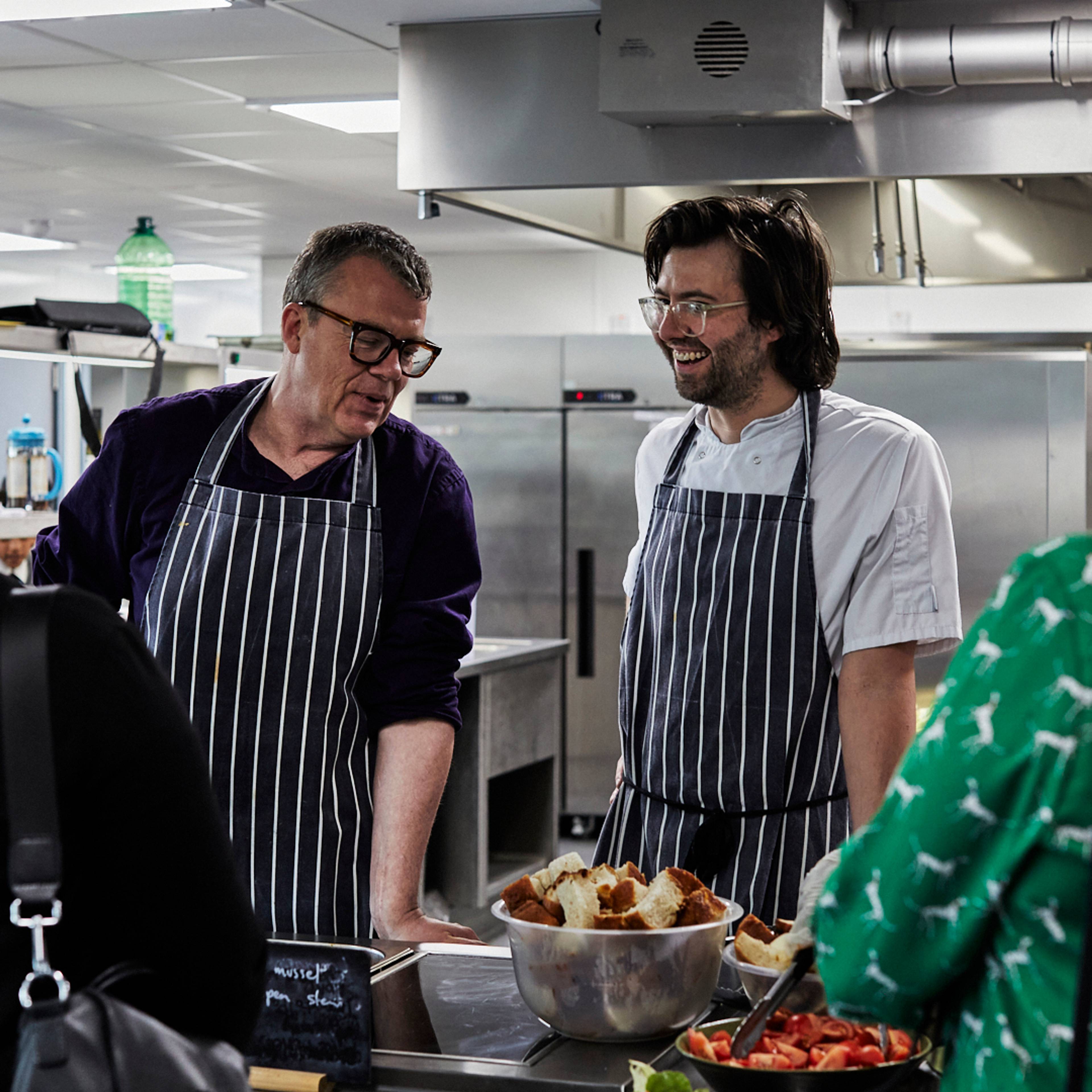 Jeremy Lee in school kitchen