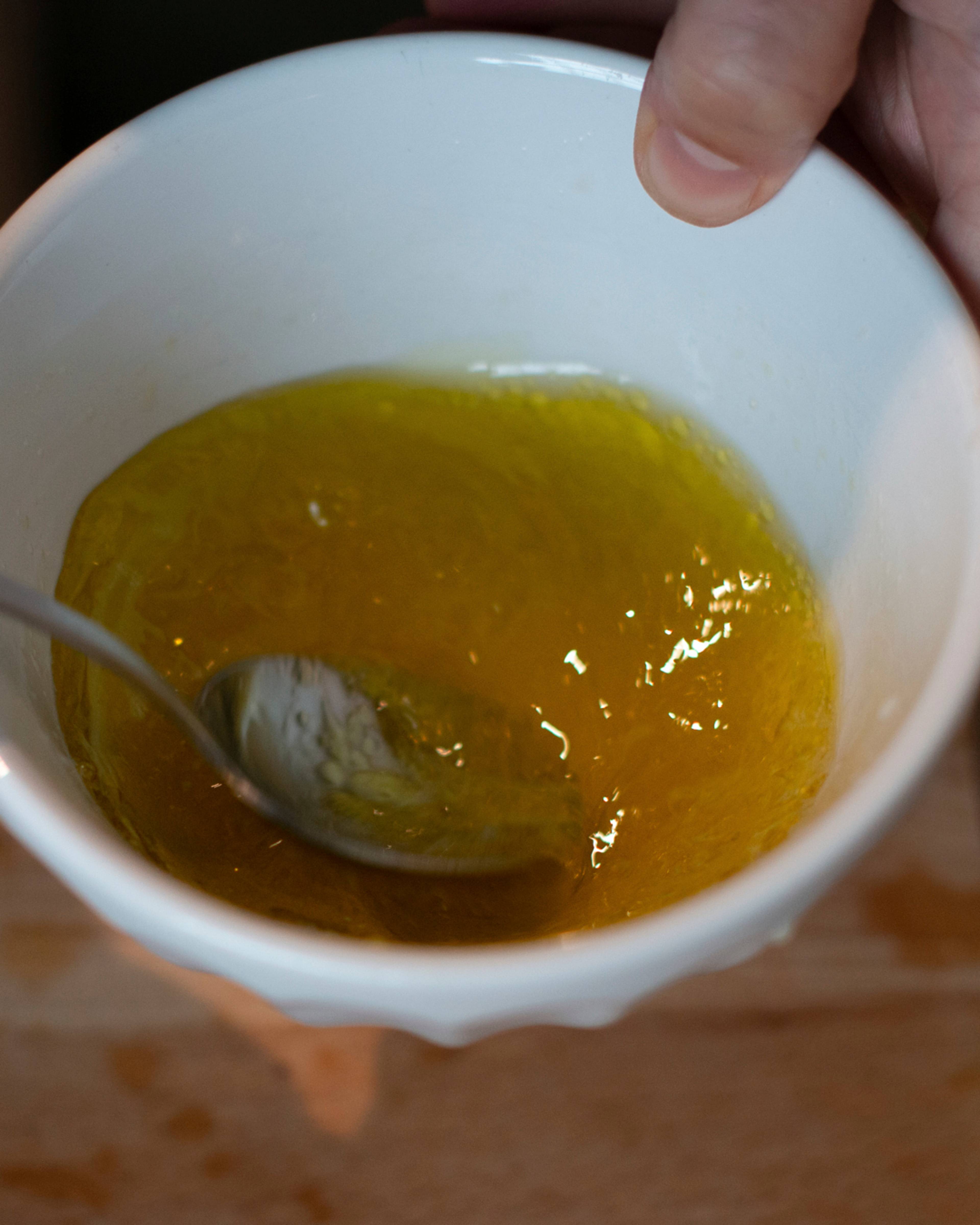 dressing being mixed
