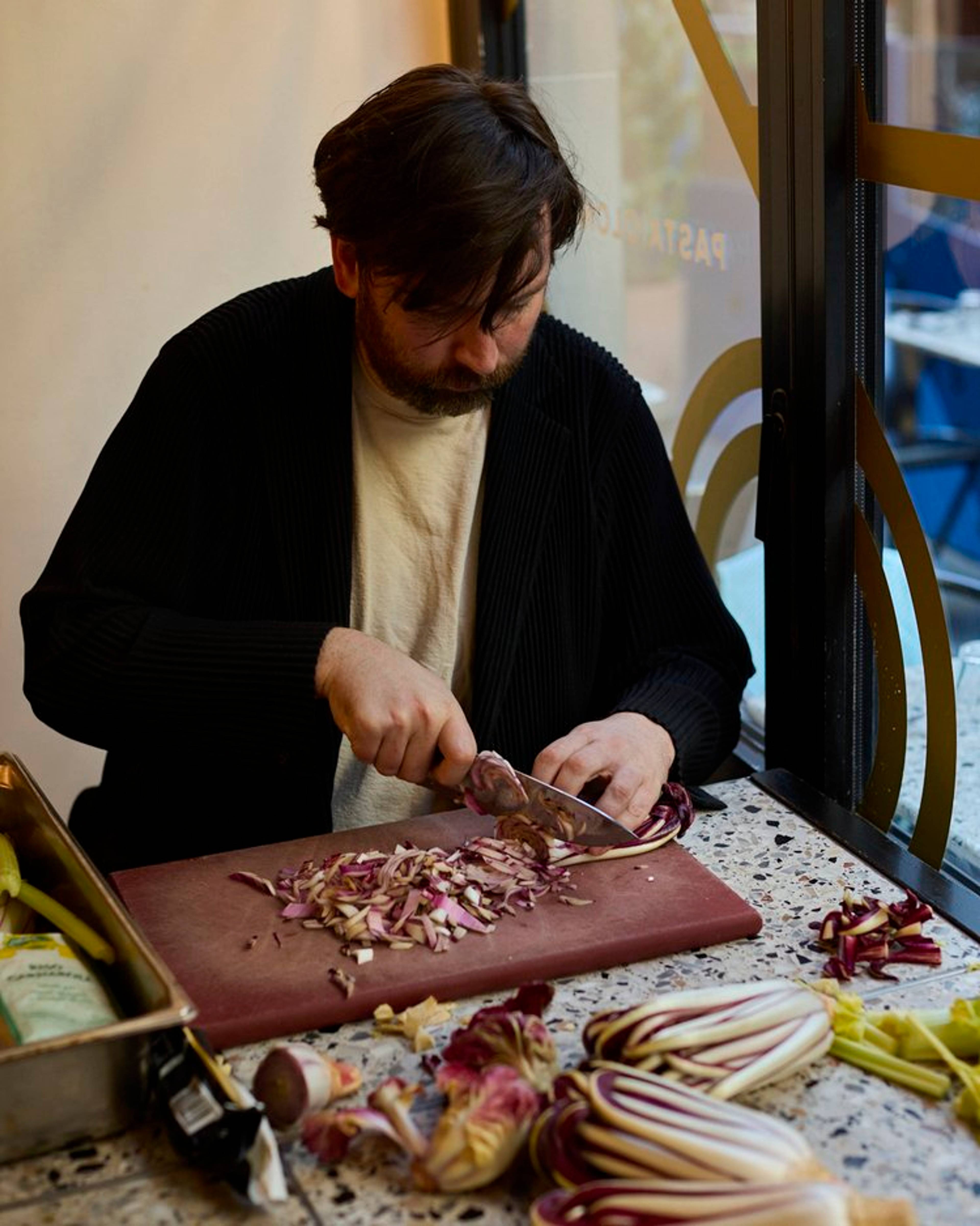 stevie chopping radicchio