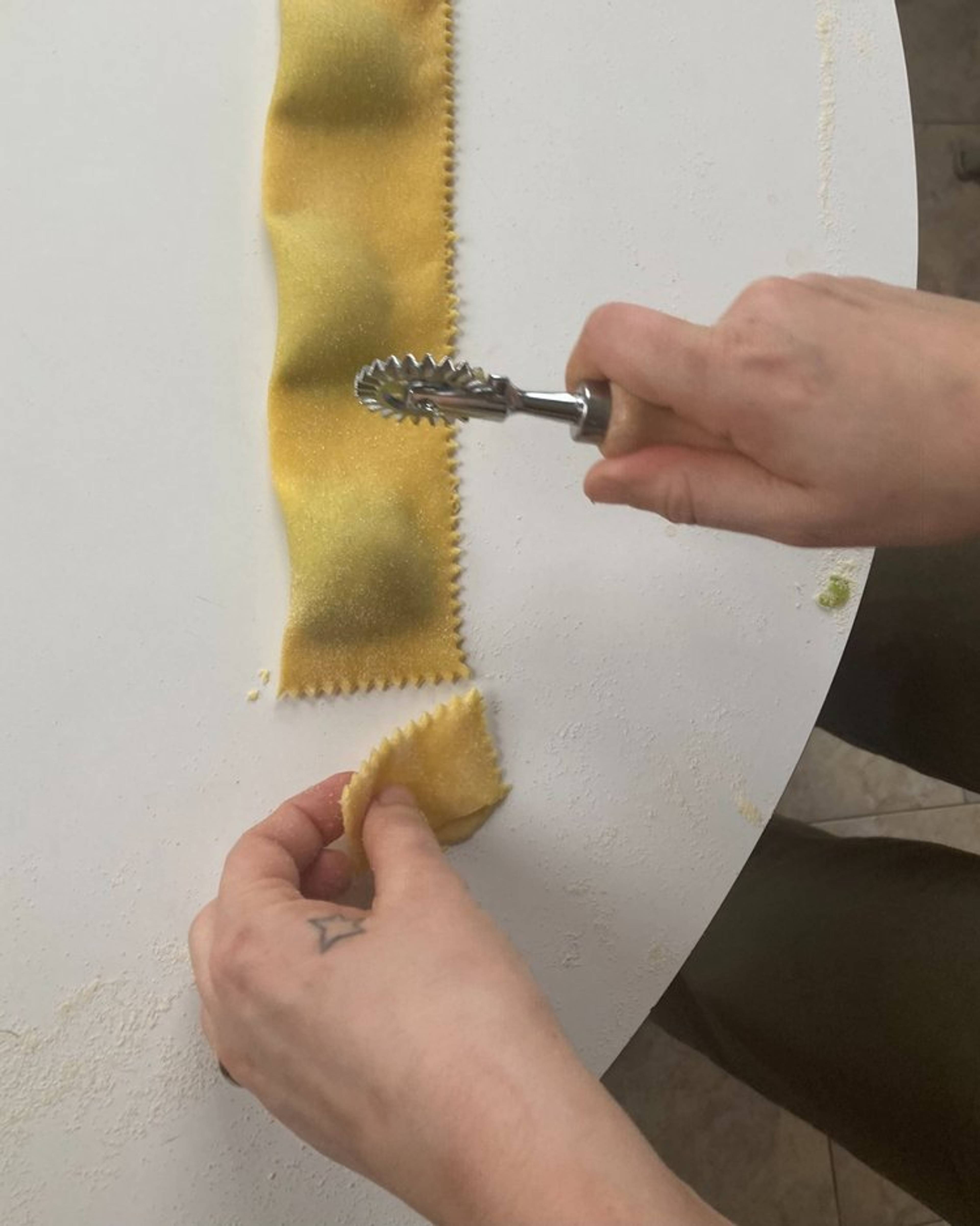 Cutting the ravioli