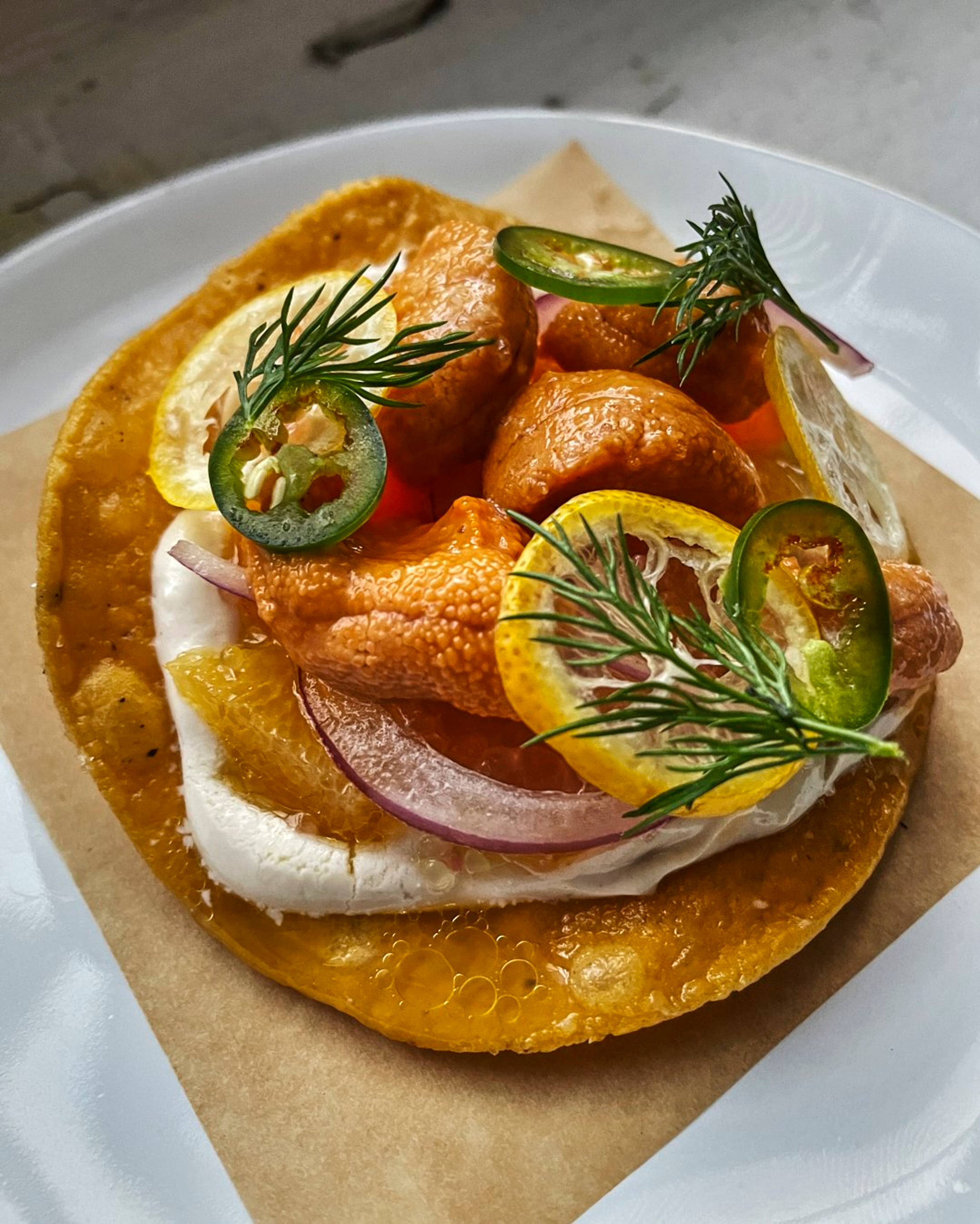 winter citrus uni tostada